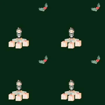 Watercolor seamless pattern fairytale nutcracker. magic pattern with nutcracker 스톡 일러스트