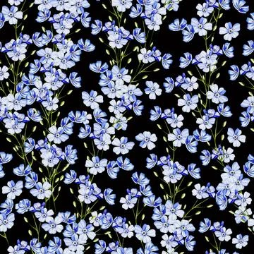 Watercolor seamless pattern with forget me not flowers. Stock Illustration