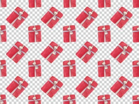 Watercolor seamless pattern with gift boxes. Hand-drawn bright illustrations Stock Illustration