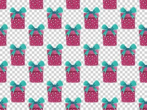 Watercolor seamless pattern with gift boxes. Hand-drawn bright illustrations Stock Illustration