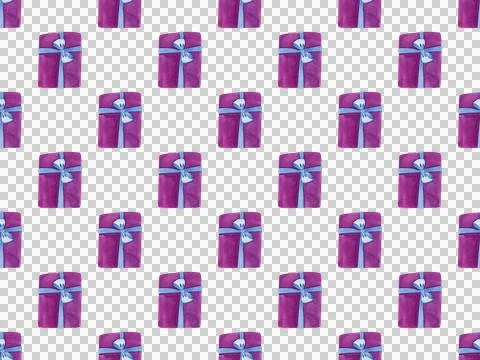 Watercolor seamless pattern with gift boxes. Hand-drawn bright illustrations Stock Illustration