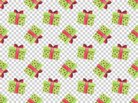 Watercolor seamless pattern with gift boxes. Hand-drawn bright illustrations Stock Illustration