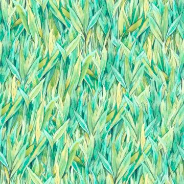 Watercolor seamless pattern with grass Illustrazione stock