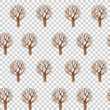 Watercolor seamless pattern with green trees, snowy mountains Stock Illustration