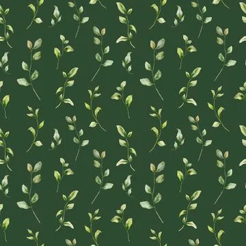 Watercolor seamless pattern of greenery. Hand painted floral composition Illustrazione stock