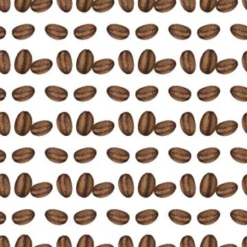 Watercolor seamless pattern of hand-drawn coffee beans Illustrazione stock