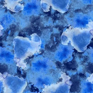 Watercolor Seamless Pattern Hand painted illustration with blue spots and Stock Illustration