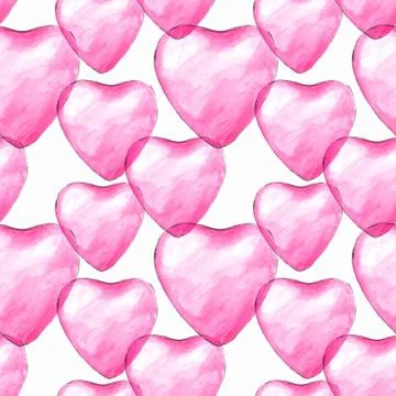 Watercolor seamless pattern with hearts Illustrazione stock
