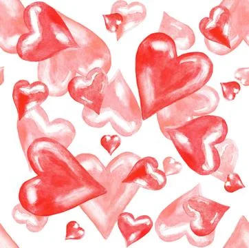 Watercolor seamless pattern, hearts Stock Illustration