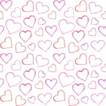 Watercolor seamless pattern with hearts. Valentine's day, love and romantic Stock Illustration