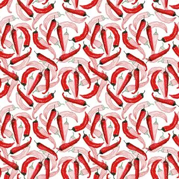Watercolor seamless pattern with hot and sweet peppers Stock Illustration