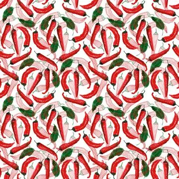 Watercolor seamless pattern with hot and sweet peppers Stock Illustration