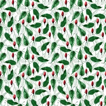 Watercolor seamless pattern with hot and sweet peppers Stock Illustration