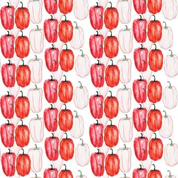Watercolor seamless pattern with hot and sweet peppers Stock Illustration