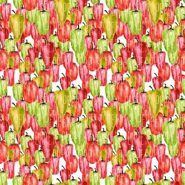 Watercolor seamless pattern with hot and sweet peppers Stock Illustration