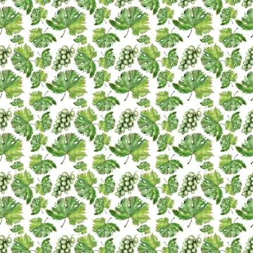 Watercolor seamless pattern with the image of grapes Stock Illustration