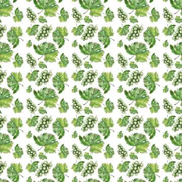Watercolor seamless pattern with the image of grapes Stock Illustration