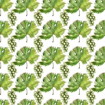 Watercolor seamless pattern with the image of grapes Stock Illustration