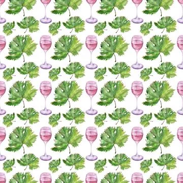 Watercolor seamless pattern with the image of grapes Stock Illustration