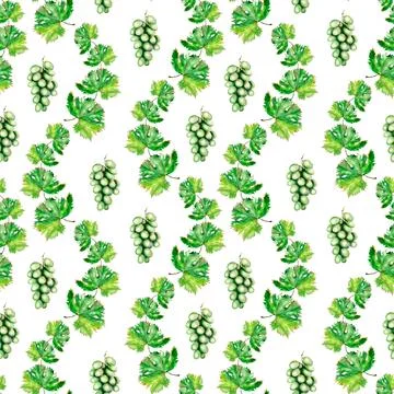 Watercolor seamless pattern with the image of grapes Stock Illustration