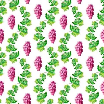 Watercolor seamless pattern with the image of grapes Stock Illustration