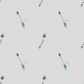 Watercolor seamless pattern with indian arrows. cute boho pattern for printing Illustrazione stock