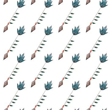 Watercolor seamless pattern with indian arrows. cute boho pattern for printing Stock Illustration