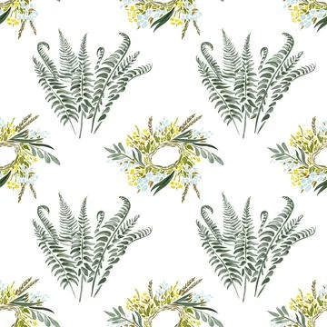 Watercolor seamless pattern - Ivan Kupala holiday, festival Stock Illustration