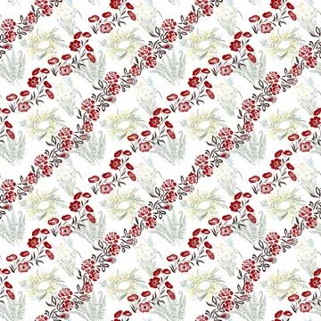 Watercolor seamless pattern - Ivan Kupala holiday, festival Stock Illustration