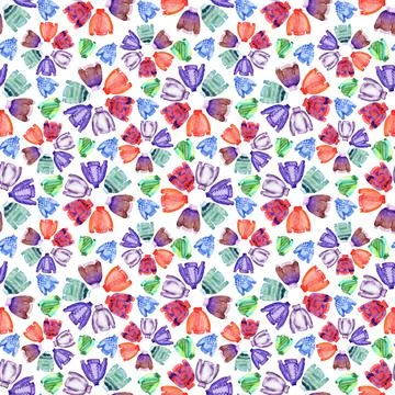 Watercolor seamless pattern with knitted multicolored sweaters Stock Illustration