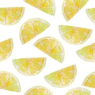 Watercolor seamless pattern lemon slice Illustrazione stock