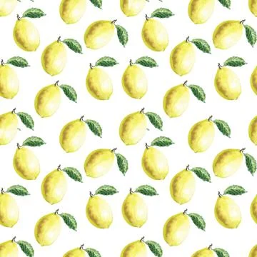 Watercolor seamless pattern with lemons Stock Illustration