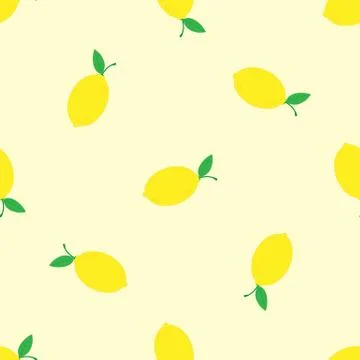 Watercolor seamless pattern with lemons on the white background. Vector Stock Illustration