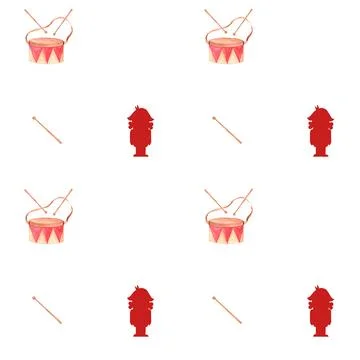 Watercolor seamless pattern nutcracker and drums. magic pattern for table Stock Illustration