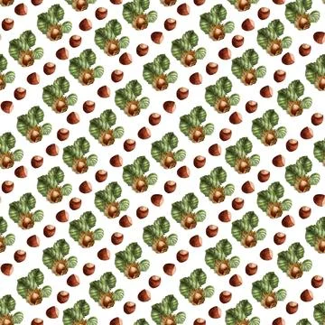 Watercolor seamless pattern with nuts and chocolates truffle Stock Illustration