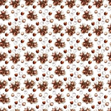 Watercolor seamless pattern with nuts and chocolates truffle Illustrazione stock