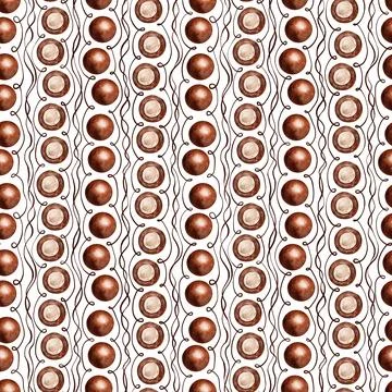 Watercolor seamless pattern with nuts and chocolates truffle Stock Illustration
