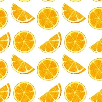 Watercolor seamless pattern with orange fruit slices. Illustration hand drawn Stock Illustration
