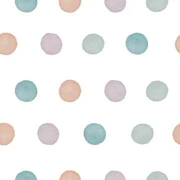 Watercolor seamless pattern with pastel color dots, blobs,circles, bubbles, d Stock Illustration