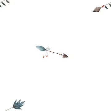 Watercolor seamless pattern pattern with boho wigwam elements bear bird arrow Illustrazione stock