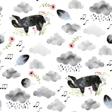 Watercolor seamless pattern Stock Photos