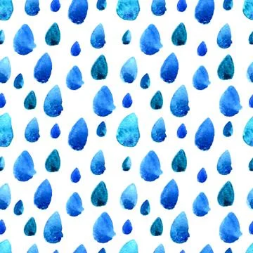 Watercolor seamless pattern with rain drops Stock Illustration