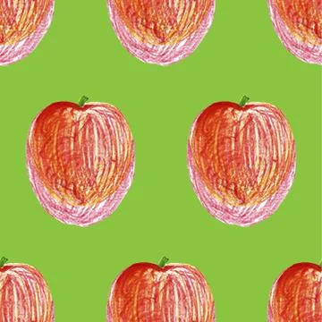 Watercolor seamless pattern with red apples, bananas, pears, cherries bright  Stock Illustration
