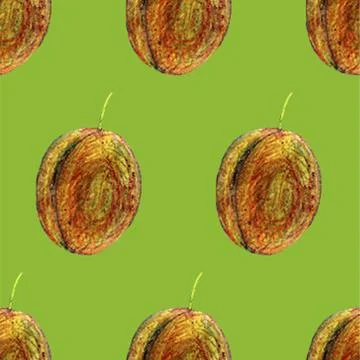Watercolor seamless pattern with red apples, bananas, pears, cherries bright  Stock Illustration