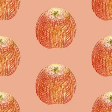 Watercolor seamless pattern with red apples, bananas, pears, cherries bright  Stock Illustration