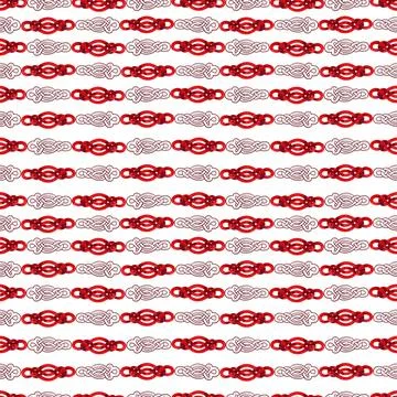 Watercolor seamless pattern with red Celtic elements and contour components Illustrazione stock