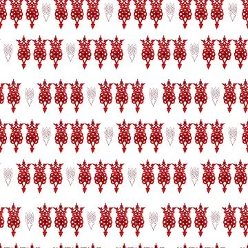 Watercolor seamless pattern with red Celtic elements and contour components Illustrazione stock