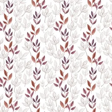 Watercolor seamless pattern with red flower, pansies and green meadow plants Stock Illustration