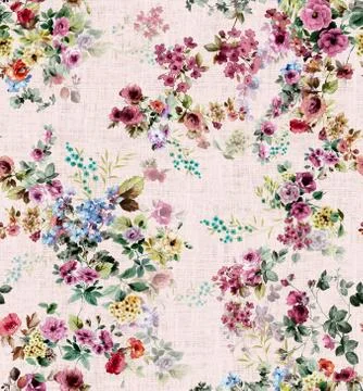 Watercolor seamless pattern with small flowers. Hand painted watercolor illustra Stock Illustration