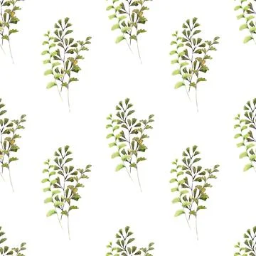 Watercolor seamless pattern with spring flowers, buds and twigs with leaves Stock Illustration